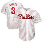 Bryce Harper Philadelphia Phillies Majestic Home Official Cool Base Player Jersey - White Scarlet