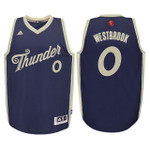 Youth Thunder #0 Russell Westbrook Navy Christmas Jersey