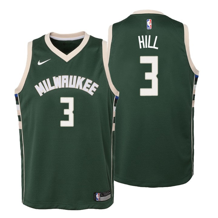 Youth Bucks George Hill Icon Edition Green Jersey