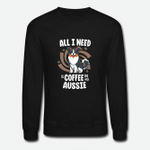 Australian Shepherd Mom Gifts Coffee And Dog Mama  Unisex Crewneck Sweatshirt