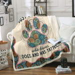 Mandala Just A Girl Who Loves Dogs And Has Tattoos KL0809023HN Sherpa Fleece Blanket - 1
