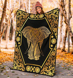 Elephant Gold Mandala GS-CL-ML1303 Sherpa Fleece Blanket - 1