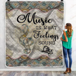 Music Is What Feelings Sound Like Vintage Mandala GS-2506HY Sherpa Fleece Blanket - 1