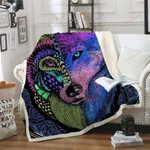Colorful Geometric Wolf Mandala XL1006086CL Fleece Blanket - 1