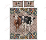 Cow Mandala Seamless Pattern YW0601024CL Quilt Bed Set - 1