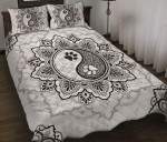 Dog Paw Mandala Henna Black White YW2601425CL Quilt Bed Set - 1