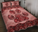 Dog Vintage Mandala Red YW2601389CL Quilt Bed Set - 1