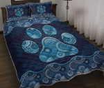 Dog Vintage Mandala Foot Blue Dark Background YW2601371CL Quilt Bed Set - 1