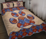 Dog Vintage Mandala Rust Blue Beige YW2601383CL Quilt Bed Set - 1