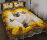 Siamese Cat Sunflower Mandala YW0502509CL Quilt Bed Set - 1