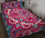 Pink Teal Bohemian Mandala Pattern YW1601717CL Quilt Bed Set - 1