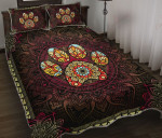 Dog Paw Mandala Black Background YW2601423CL Quilt Bed Set - 1