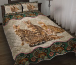 Bengal Cat Family Vintage Mandala YW2601109CL Quilt Bed Set - 1