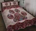 Dog Vintage Mandala Maroon Color YW2601381CL Quilt Bed Set - 1