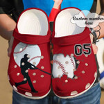 Personalized Red Baseball Batter Crocs Classic Clogs Shoes