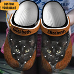 Personalized Cat Brown Zipper Crocs Classic Clogs Shoes