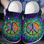 Peace Trippy Hippie Flower Crocs Classic Clogs Shoes PANCR0538