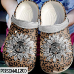 Personalized Cheetah Sunflower Crocs Classic Clogs Shoes