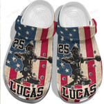 Personalized Baseball 4th of July USA Flag America Flag Baseball Crocs Classic Clogs Shoes