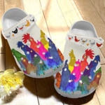 Water Color Rooster Crocs Classic Clogs Shoes