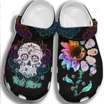 Perosnalized Sugar Skull Zero Given Sunflower Hippie Crocs Classic Clogs Shoes