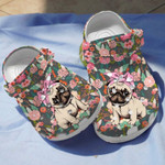 Floral Cute Pug Dog Crocs Classic Clogs Shoes