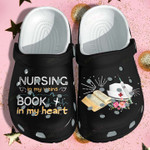 Nursing Book Lover Indoor Nurse is Veins Book in Heart Crocs Classic Clogs Shoes