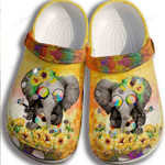 Elephant Hippie Sunflower Crocs Classic Clogs Shoes