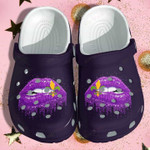 Mardi Gras Purple Lip Crocs Classic Clogs Shoes