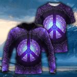 Purple Hippie Peace Sign 3D All Over