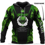 Gift For Hippie Skuncle Skull With Green Pot Leaf Personalized Name Jvwr Hoodie