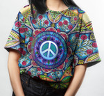 Hippie Flower Butterfly Pattern T-Shirt