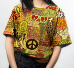 Hippie Love Pattern Yellow T-Shirt