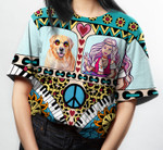 Hippe Girl Dog Car Color T-Shirt