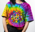 Hippie Ty Dye Flower Pattern T-Shirt