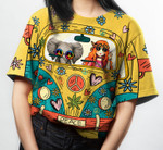 Hippie Girl Elephant Car Flower T-Shirt