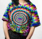 Hippie Psychedelic Leaves Pattern T-Shirt