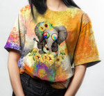 Hippie Sun Flower Elepans T-Shirt