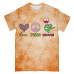 Love Peace Hallowine All Over Print T-shirt Tie Dye Orange Halloween T-shirt Hippie Halloween Shirt - 1