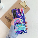 2021 Laser Marble Pattern Ring Holder Protective Cover For Samsung S21 S20 S10 A72 A52 A42 A32