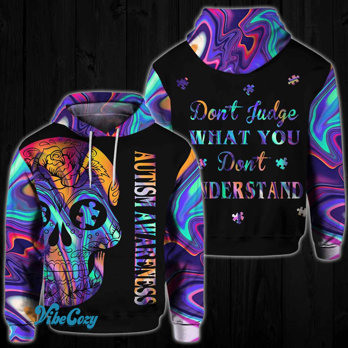 Don't Judge - Autism Awareness All Over Printed Hoodie