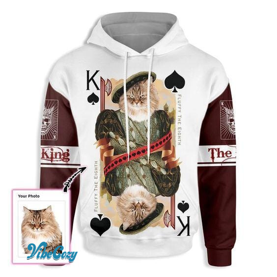 Cat Poker The King Personalized Custom Hoodie 3D With Photo