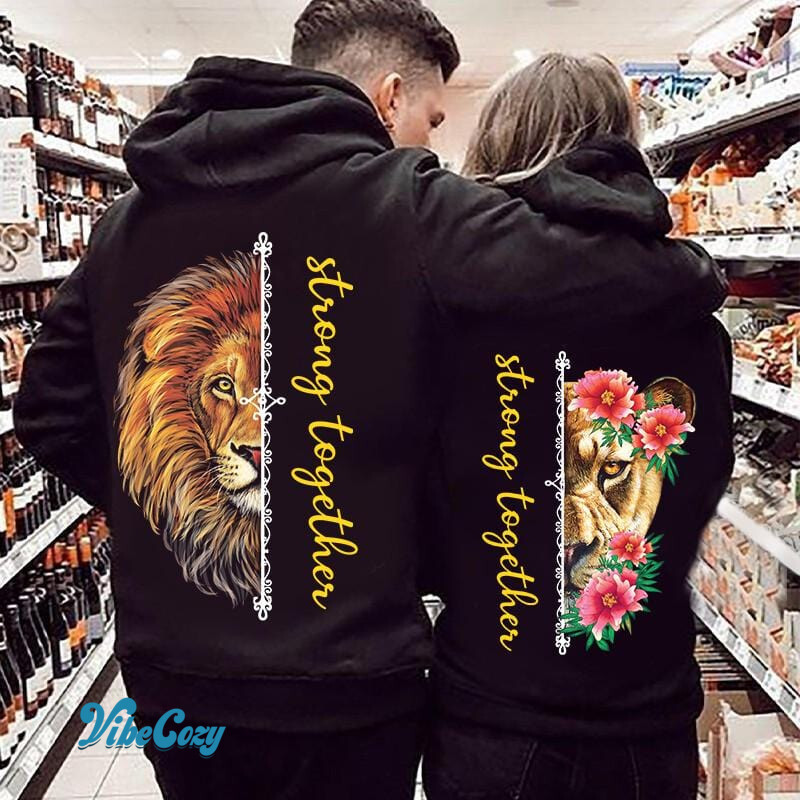 Colorful Lion Strong Together Couple Hoodie 3D #DH