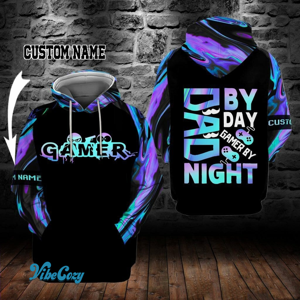 Dad By Day Gamer By Night Custom Name Hoodie 3D
