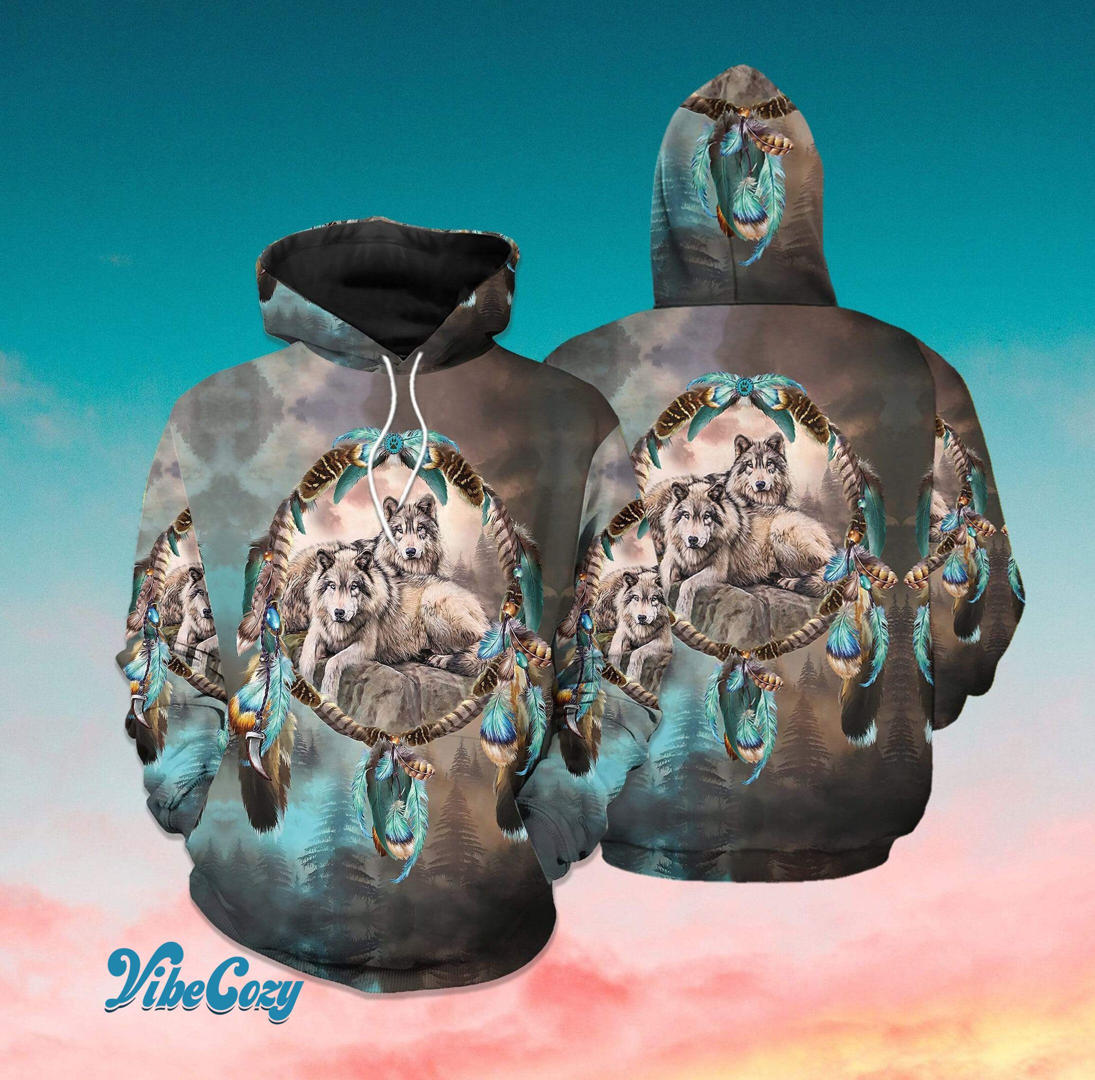 Couple Of Wolves Dreamcatcher Hoodie 3D