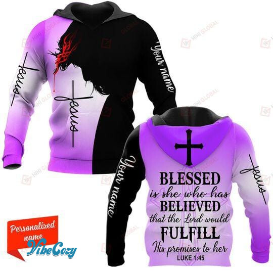 Christian Jesus Blessed is she who has believed that the Lord Purple Hoodie #V