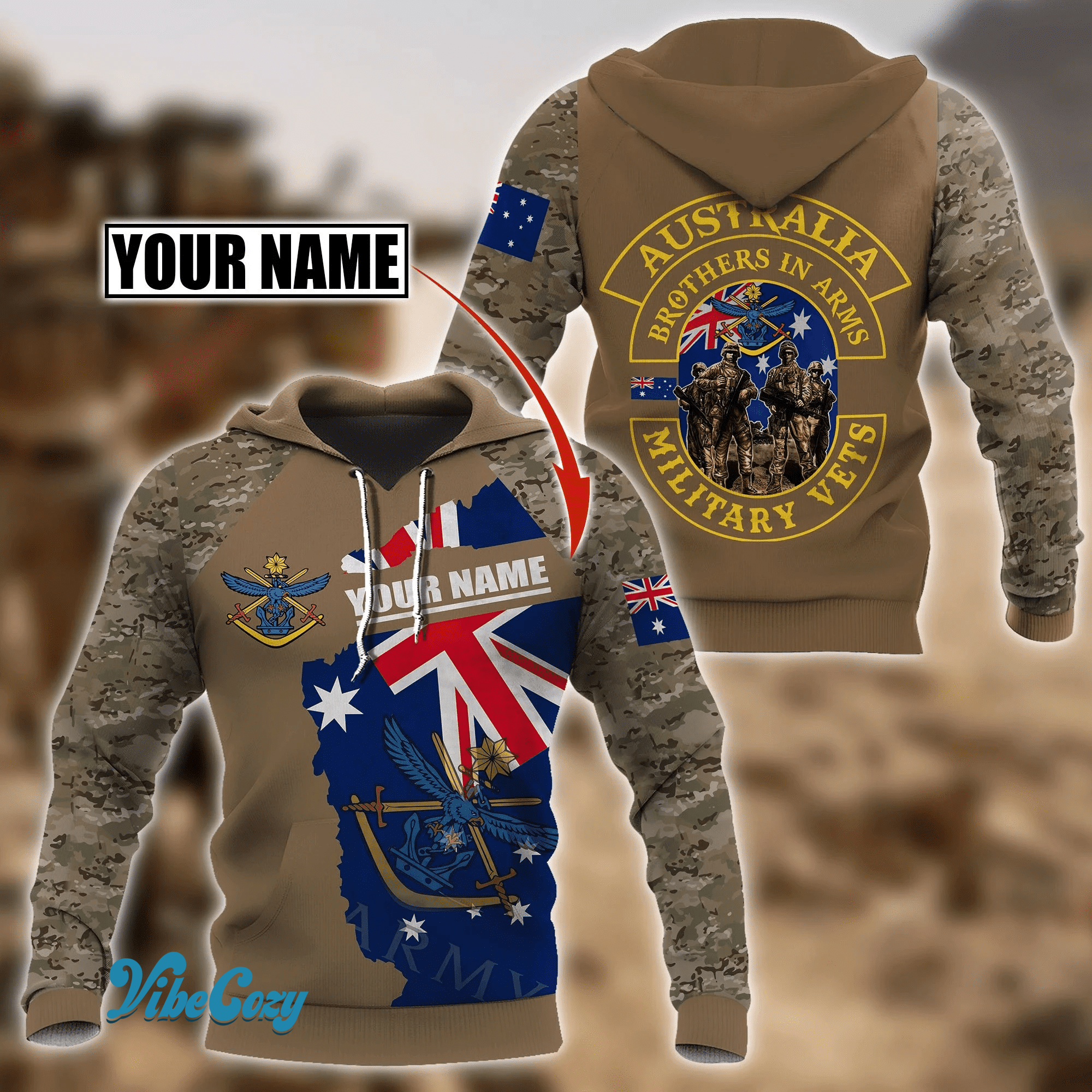 Custom name Australia Army Hoodie #KV