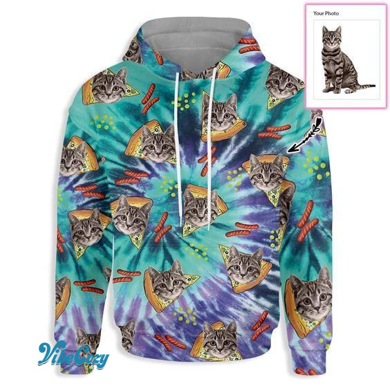Cat Pizza Personalized Custom Hoodie 3D With Photo