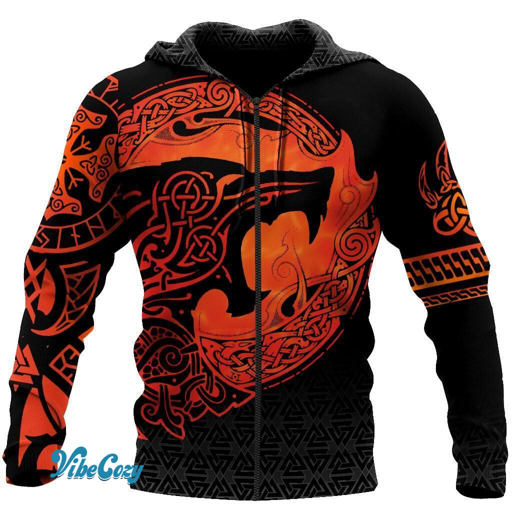 Fenrir Viking 3D Tattoo Over Printed Hoodie for Men and Women-ML