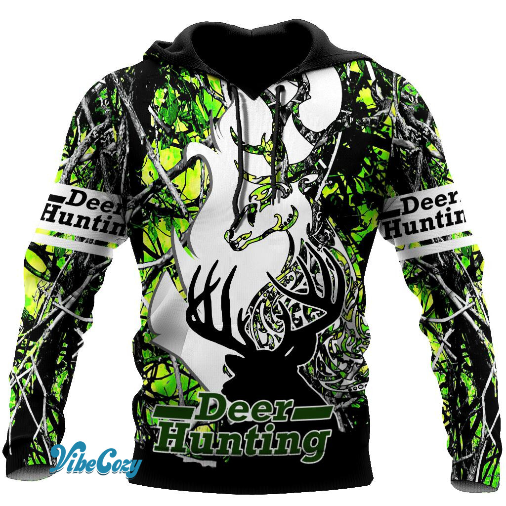 Light Green Deer Hunting Hoodie 3D All Over Printed Shirts For Men HHT10092029-LAM